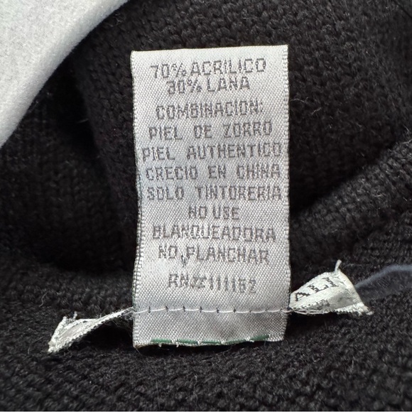 Alberto Makali Real Fox Fur Shawl Wool Blend Open Vest Black Size Medium - Picture 7 of 7